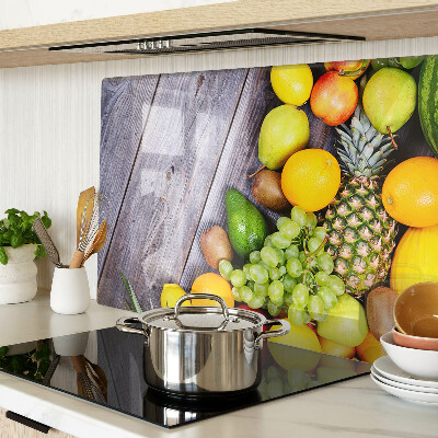 Szklana deska kuchenna Owoce na drewnianym tle