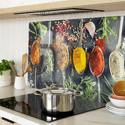 Deska kuchenna szklana Przyprawy w łyżkach