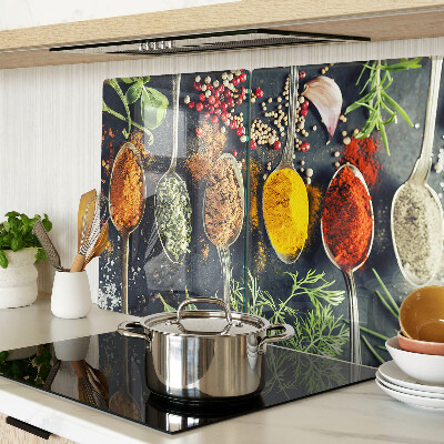 Deska kuchenna szklana Przyprawy w łyżkach