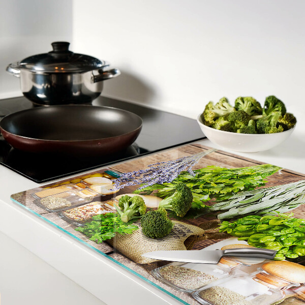 Szklana deska do krojenia Zioła i przyprawy w kuchni