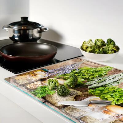 Snijplanken glas Kruiden en specerijen in de keuken