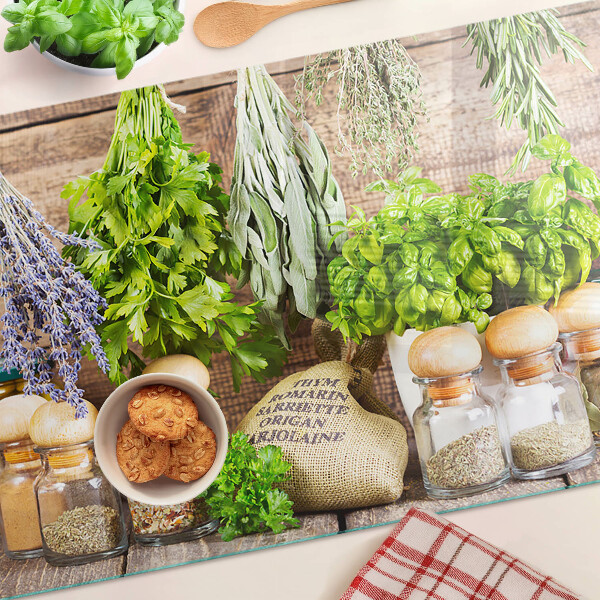 Szklana deska do krojenia Zioła i przyprawy w kuchni