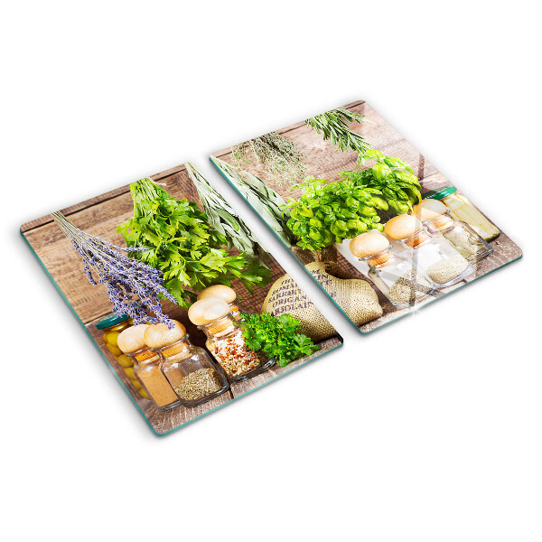 Snijplanken glas Kruiden en specerijen in de keuken