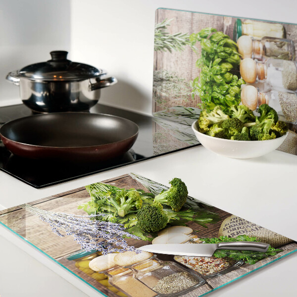 Szklana deska do krojenia Zioła i przyprawy w kuchni