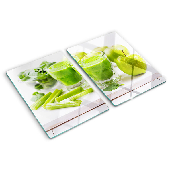 Szklana deska kuchenna Zielone smoothie i świeże składniki