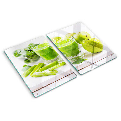 Szklana deska kuchenna Zielone smoothie i świeże składniki