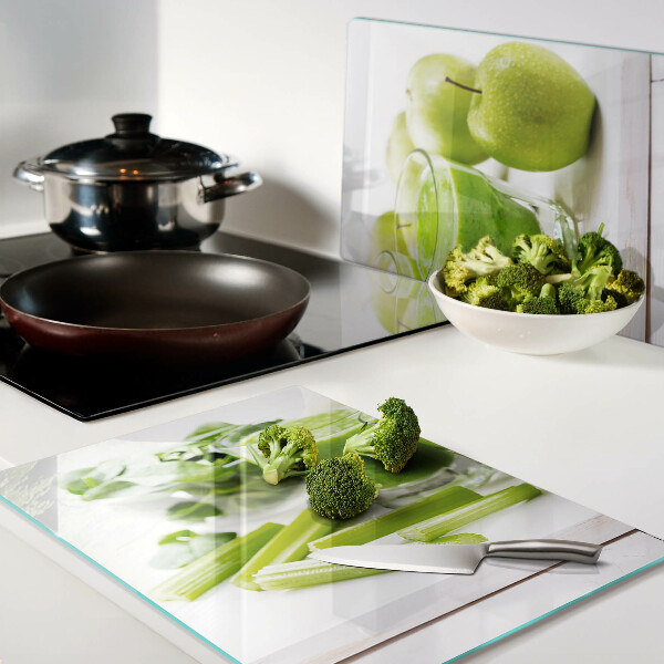 Glazen snijplanken Groene smoothie met verse ingrediënten