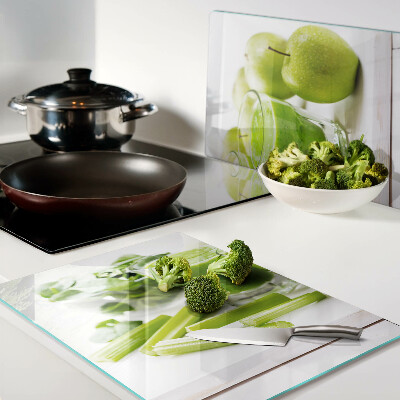 Glazen snijplanken Groene smoothie met verse ingrediënten