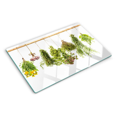 Szklana deska kuchenna Zioła w wiszących pęczkach