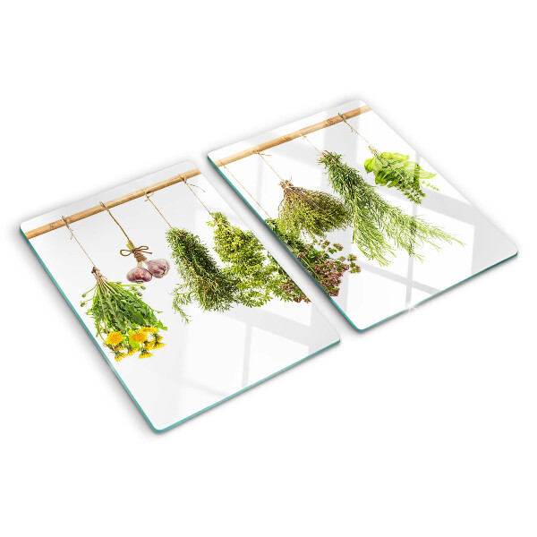 Szklana deska kuchenna Zioła w wiszących pęczkach