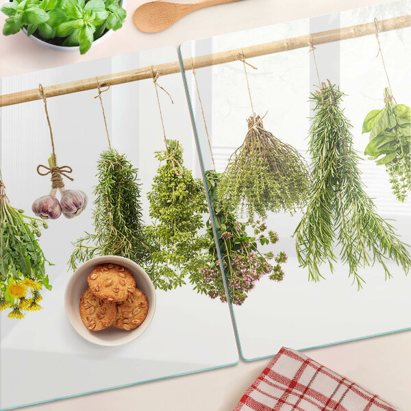 Szklana deska kuchenna Zioła w wiszących pęczkach