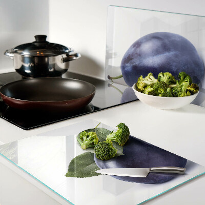 Snijplanken glas Pruimen met bladeren