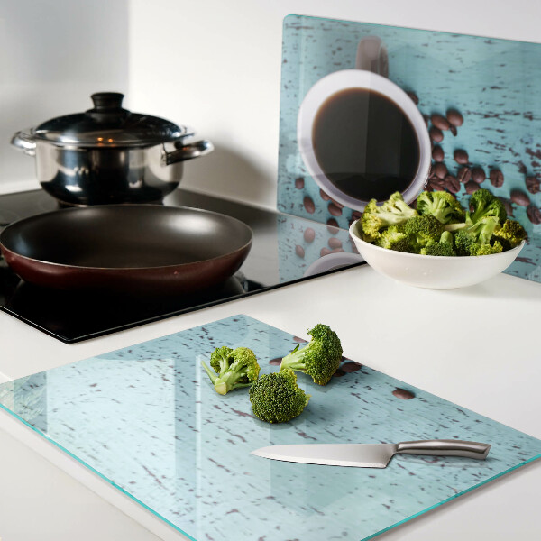 Szklana deska do krojenia Kawa i ziarna kawy