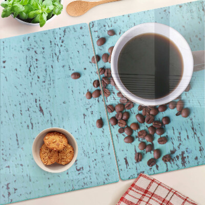 Szklana deska do krojenia Kawa i ziarna kawy