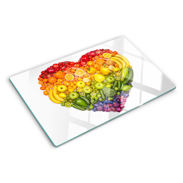 Deska kuchenna szklana Serce z owoców w tęczy