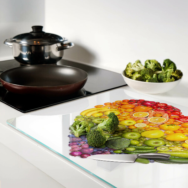 Snijplanken glas Regenboog Fruit Hart