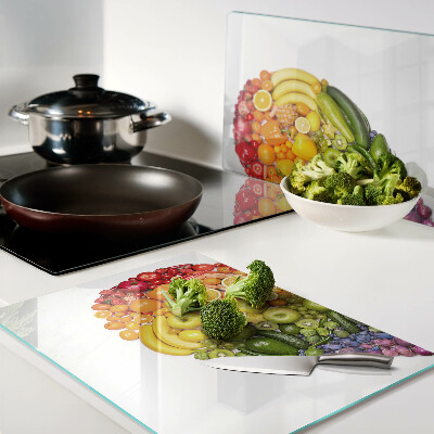 Snijplanken glas Regenboog Fruit Hart