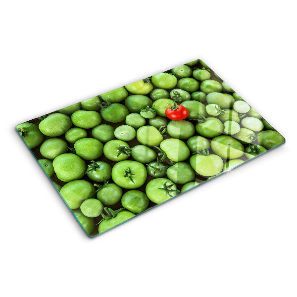 Szklana deska do krojenia Zielone pomidory z czerwonym akcentem