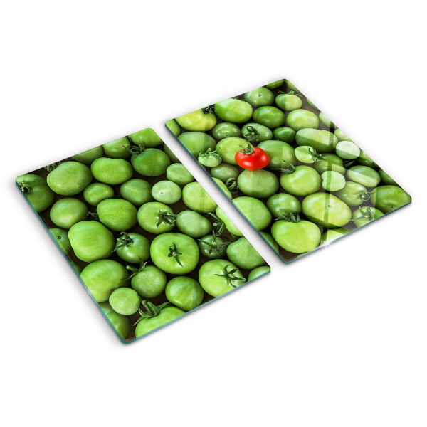 Szklana deska do krojenia Zielone pomidory z czerwonym akcentem