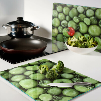 Glazen snijplanken Groene tomaten met een rood accent.