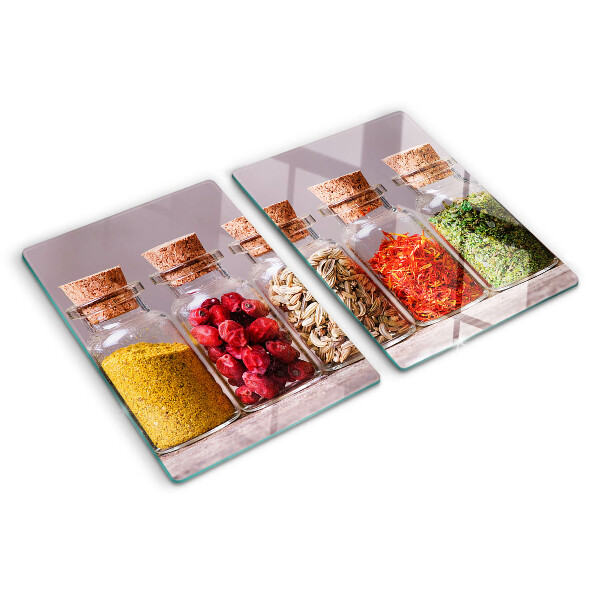 Szklana deska kuchenna Przyprawy w szklanych słoikach