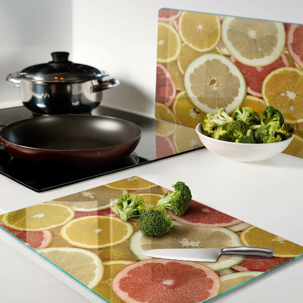 Glazen snijplanken Citrusvruchten in regenboogkleuren