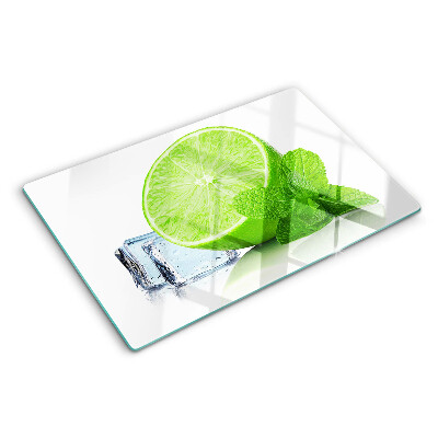 Snijplanken glas Limoen met munt en ijs.