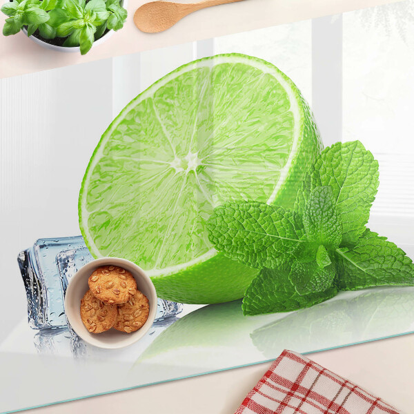 Snijplanken glas Limoen met munt en ijs.