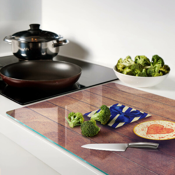 Szklana deska kuchenna Prezent z sercem na filiżance