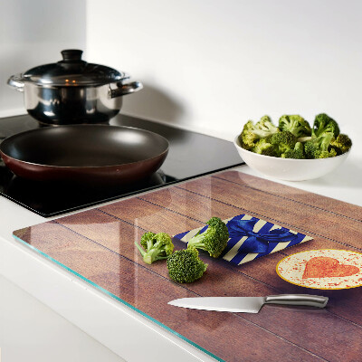 Szklana deska kuchenna Prezent z sercem na filiżance