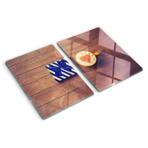 Szklana deska kuchenna Prezent z sercem na filiżance