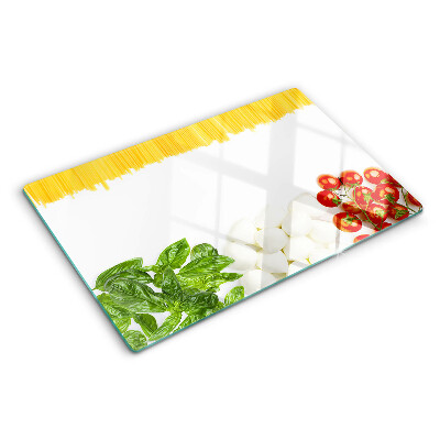 Snijplanken van glas Pasta met kruiden en tomaten