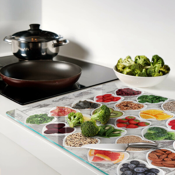 Glazen snijplanken Fruit en groenten in harten