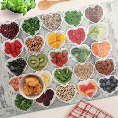 Glazen snijplanken Fruit en groenten in harten