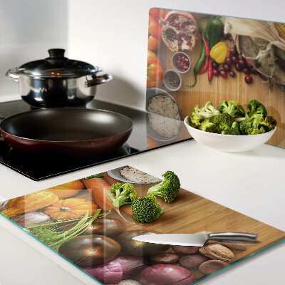 Snijplanken van glas Groente- en fruitmotief