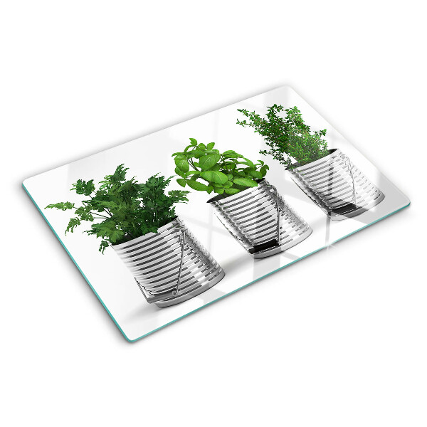 Snijplanken glas Planten in metalen potten