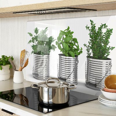 Deska kuchenna szklana Rośliny w metalowych doniczkach