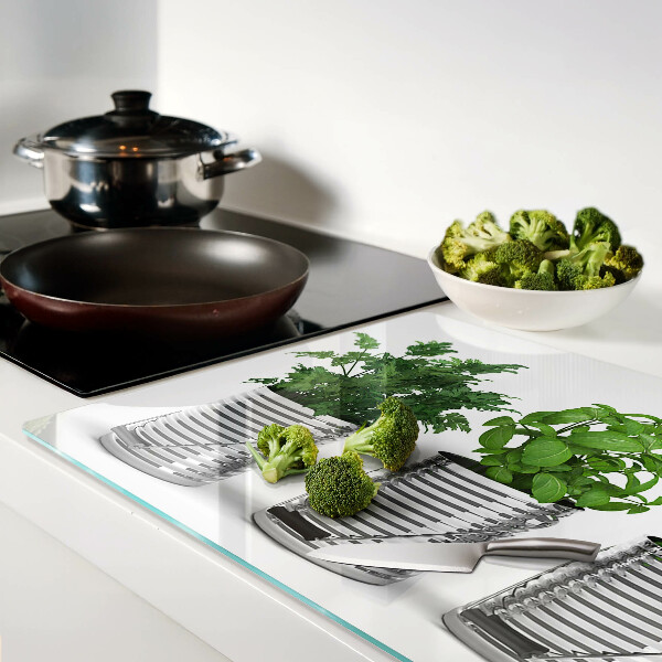 Deska kuchenna szklana Rośliny w metalowych doniczkach