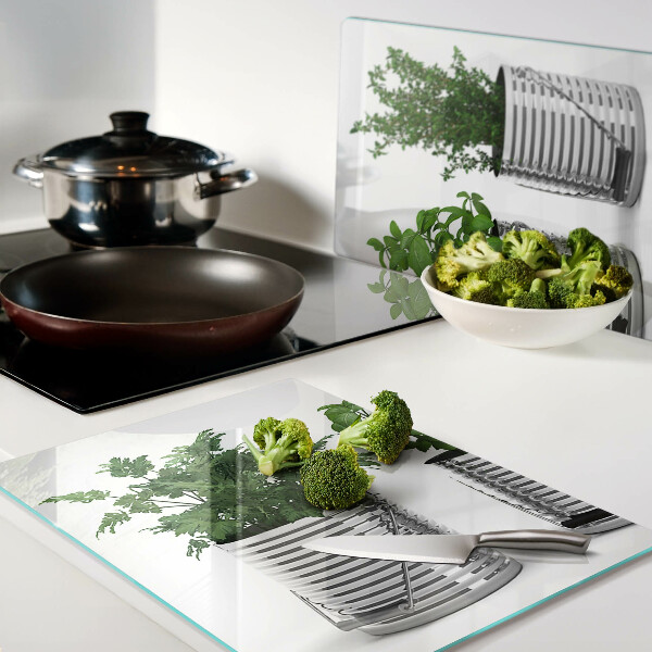 Deska kuchenna szklana Rośliny w metalowych doniczkach