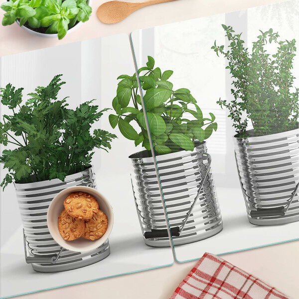 Deska kuchenna szklana Rośliny w metalowych doniczkach