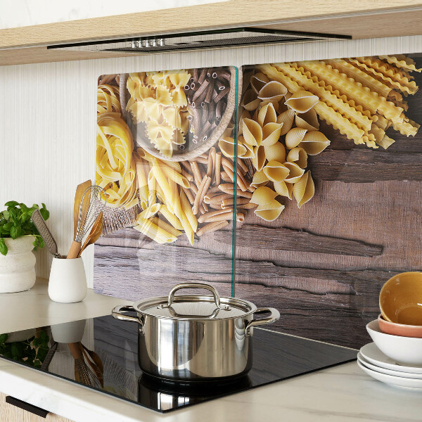 Szklana deska do krojenia Makaron i drewniane akcenty