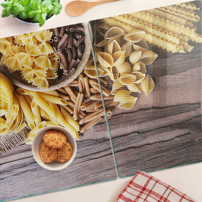 Szklana deska do krojenia Makaron i drewniane akcenty