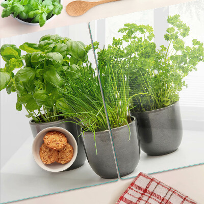 Snijplanken van glas Kruiden in potten