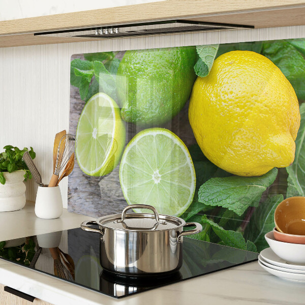 Szklana deska kuchenna Cytryny i limonki z miętą