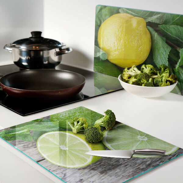 Szklana deska kuchenna Cytryny i limonki z miętą