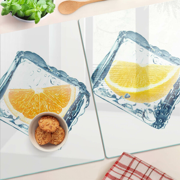 Szklana deska kuchenna Owoce w lodzie