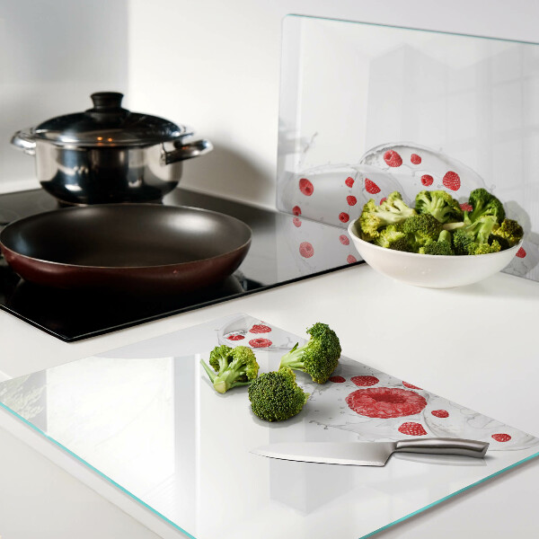 Deska kuchenna szklana Malinowe bąbelki w wodzie