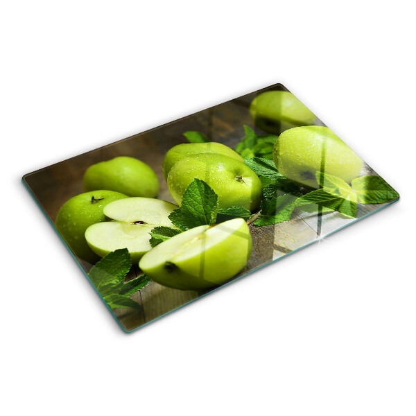 Szklana deska do krojenia Zielone jabłka z miętą
