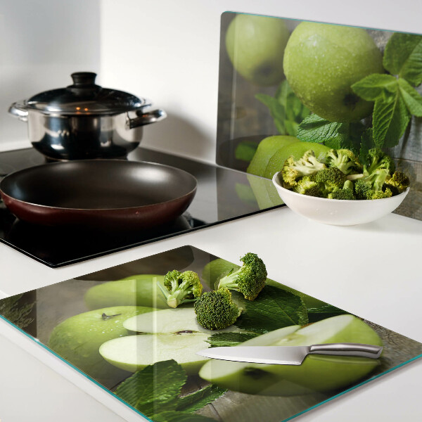 Szklana deska do krojenia Zielone jabłka z miętą