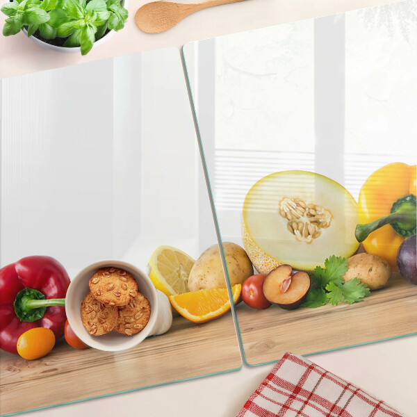 Szklana deska do krojenia Owoce na desce
